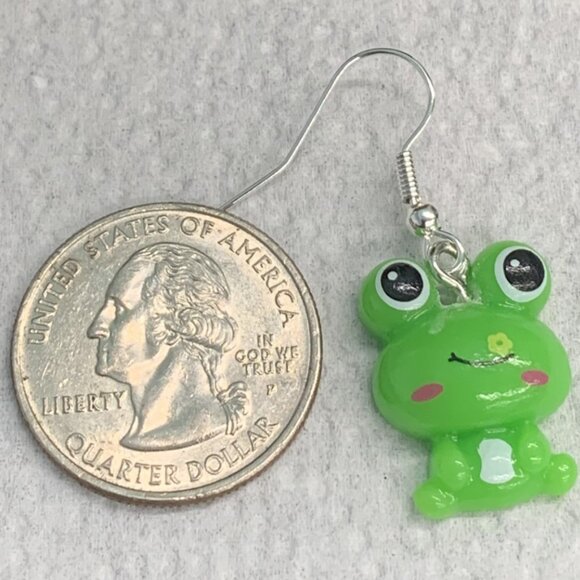 Frog Earring, Amphibian Earring, Gift Earring, Frog Jewelry, Cute Earring, Silly - Picture 6 of 7